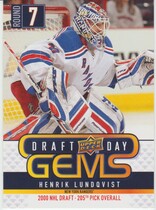 2009 Upper Deck Draft Day Gems #GEM11 Henrik Lundqvist