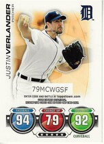 2010 Topps Attax Code Cards Series 1 #28 Justin Verlander
