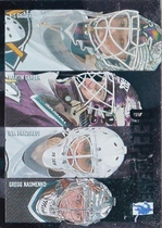 2003 BAP Memorabilia Deep in the Crease #DC-7 Jean-Sebastien Giguere|Martin Gerber|Ilya Bryzgalov|Gregg Naumenko