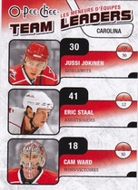 2010 Upper Deck O-Pee-Chee OPC Team Leaders #TL-6 Cam Ward|Eric Staal|Jussi Jokinen