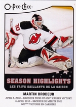 2010 Upper Deck O-Pee-Chee OPC Season Highlights #SH9 Martin Brodeur