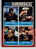 2024 Topps Heritage High Number 1975 Topps Team Quads #75TQ-10 Corbin Carroll|Jordan Lawlar|Ketel Marte|Zac Gallen
