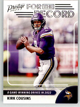 2023 Panini Prestige For the Record #4 Kirk Cousins