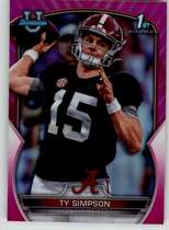 2022 Bowman Chrome University Pink Refractor #80 Ty Simpson
