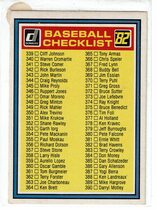 1982 Donruss Base Set #NNO Checklist 339-442