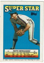 1988 O-Pee-Chee OPC Stickers Backs (No Sticker) #3 Keith Hernandez
