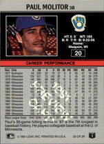 1991 Leaf Previews #20 Paul Molitor