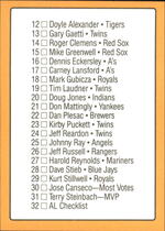 1989 Donruss All Stars #32 A.L. Checklist