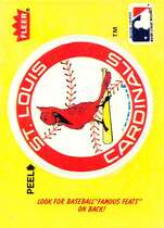 1986 Fleer Team Stickers Large Team Logo Famous Feats #17 Cardinals