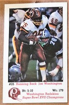 1984 Team Issue Redskins Police #16 Joe Washington