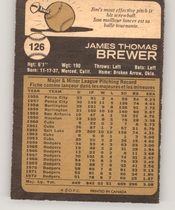1973 O-Pee-Chee OPC Base Set #126 Jim Brewer
