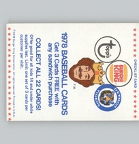 1978 Team Issue Detroit Tigers Burger King #NNO Checklist
