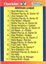1989 Donruss All Stars #32 A.L. Checklist