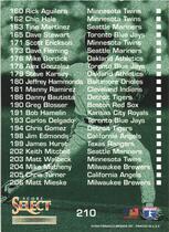 1994 Score Select #210 AL Team Checklist
