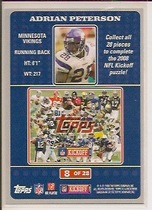 2008 Topps Kickoff Puzzle #8 Adrian Peterson
