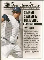 2009 Upper Deck Signature Stars Signed Sealed and Delivered #SSD-3 Cc Sabathia
