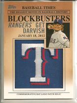 2012 Topps Update Blockbusters Commemorative Hat Logo Patch #BP-14 Yu Darvish