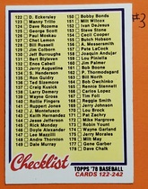 1978 Topps Base Set #184 Checklist