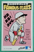 1972 Fleer Famous Feats #2 Rogers Hornsby