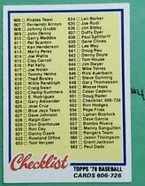 1978 Topps Base Set #652 Checklist