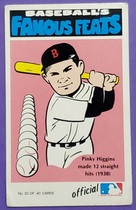 1972 Fleer Famous Feats #30 Pinky Higgins