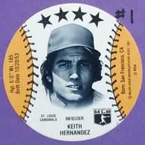 1981 MSA Mini Discs #16 Keith Hernandez