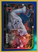 2024 Topps Holiday Blue Metallic Glitter #H79 Shane Bieber