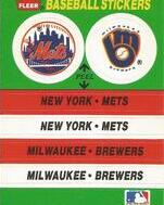 1988 Fleer Stickers 2 on 1 Stadium Back #NNO Milwaukee Brewers|New York Mets