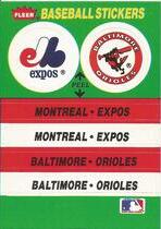 1988 Fleer Stickers 2 on 1 Stadium Back #NNO Baltimore Orioles|Montreal Expos