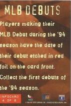1994 Stadium Club Infocards 6 Card Set #4 Infocard