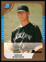 2005 Bowman Draft Gold #BDP91 Zach Simons