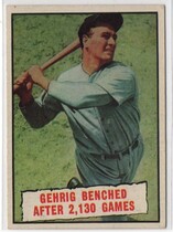 1961 Topps Base Set #405 Gehrig Benched