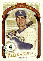 2016 Topps Allen & Ginter The Numbers Game #NG-91 Paul Molitor