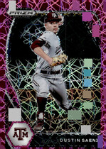 2021 Panini Prizm Draft Picks Pink Velocity Prizm #PDP112 Dustin Saenz