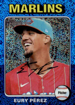 2024 Topps Heritage Chrome Blue Sparkle Refractor #374 Eury Perez