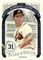 2016 Topps Allen & Ginter The Numbers Game #NG-80 Greg Maddux
