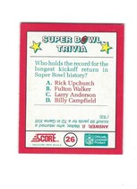 1990 Score Super Bowl Trivia #26 Super Bowl Trivia