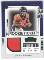 2021 Panini Contenders Rookie Ticket Swatches #15 Javonte Williams
