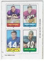 1969 Topps Four-in-One Inserts #NNO Grady Alderman|Jerry Smith|Dick LeBeau|Gale Sayers