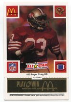 1986 McDonalds All Stars Black #33 Roger Craig