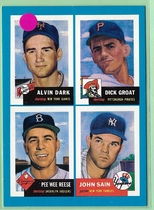 1992 Topps Bazooka Quadracard 53 Archives #15 Alvin Dark|Dick Groat|Pee Wee Reese|John Sain