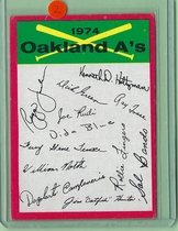 1974 Topps Team Checklists #18 Oakland Athletics