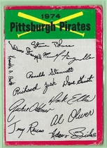 1974 Topps Team Checklists #20 Pirates Team