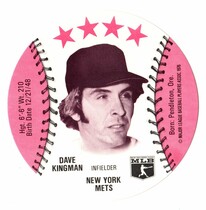 1976 Orbakers Discs #NNO Dave Kingman