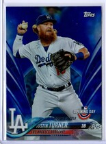 2018 Topps Opening Day Blue Foil #166 Justin Turner