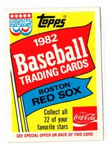 1982 Topps Boston Red Sox Brighams Coca-Cola #23 Header Card