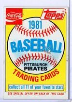 1981 Topps Coca-Cola Team Sets #NNO Pirates Ad Card