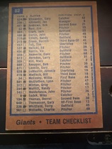 1978 Topps Base Set #82 Giants Team