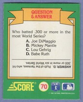 1991 Score World Series Trivia (Green Backs) #70 Q&