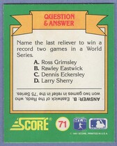 1991 Score World Series Trivia (Green Backs) #71 Q&